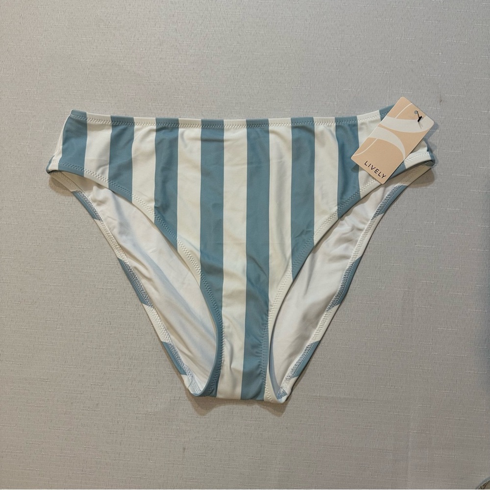 Lively Blue & White Striped Bikini Bottom M NWT